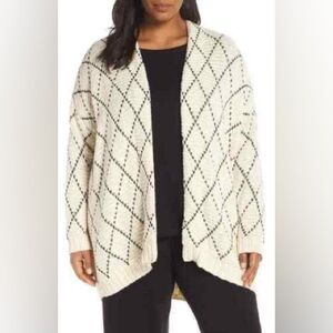 Eileen Fisher Peruvian Organic Cotton Kimono Cardigan | cream & black | OS